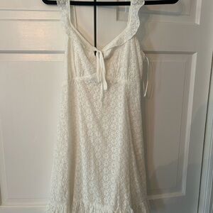 Harper White Mini Dress with Lace Detailing